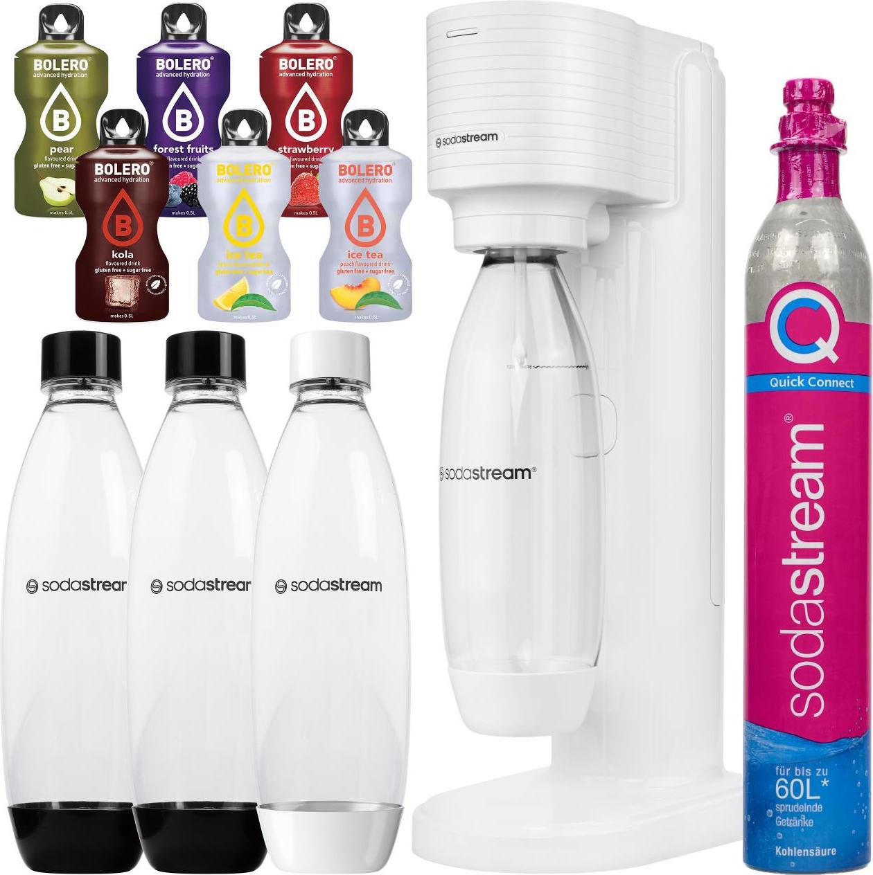 Výrobník perlivej vody SodaStream Gaia White + 3 fľaše 1 l, biela/čierna + Bolero