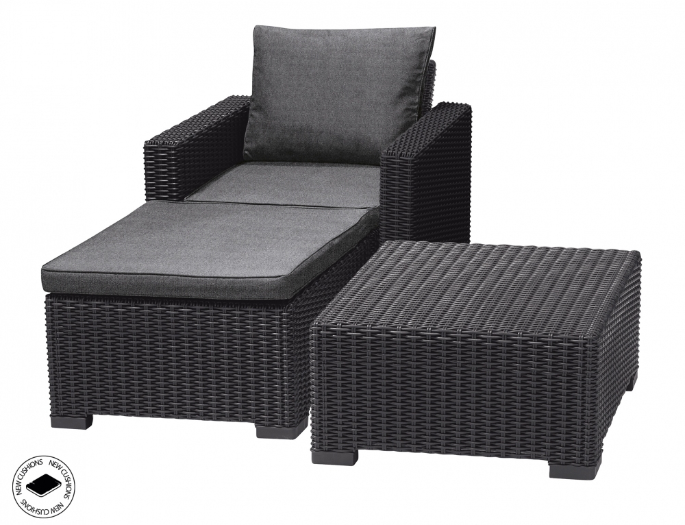 Keter Záhradný nábytok Keter set stôl + kreslo + otoman California graphite KT-610226