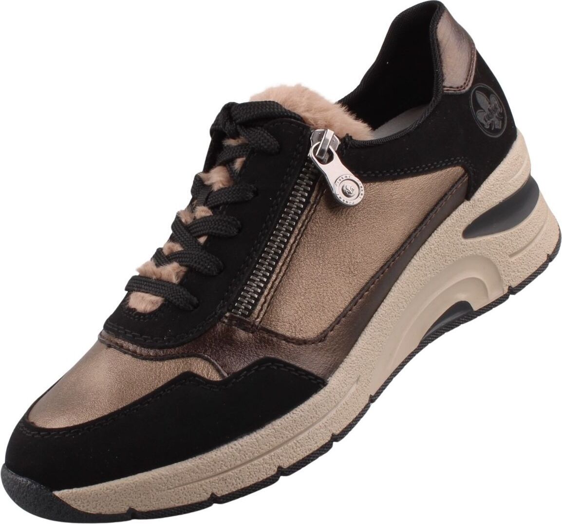 Rieker Damen Sneaker, sonstiges(schwarzbronzeantikfang (90)), Gr. 41 N9301-90