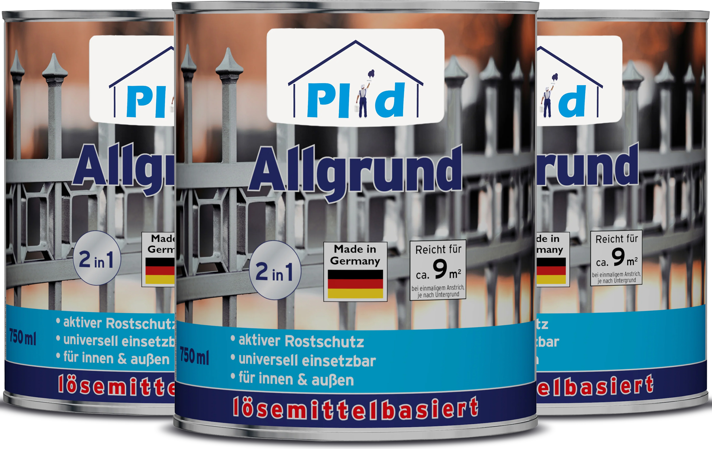 Plid Allgrund Rostgrundierung 2,25L Weiß für ca. 27m² /Aktiver Rostschutz Grundierung