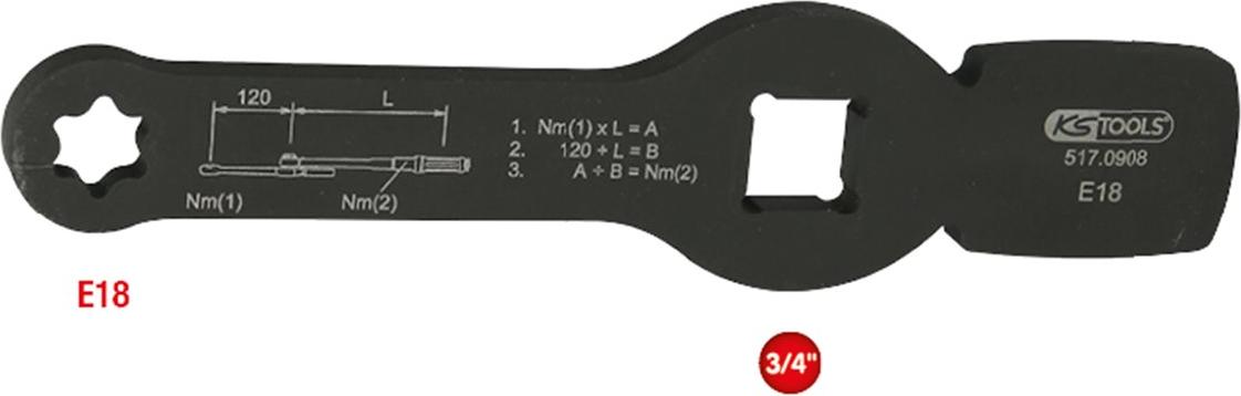 KS Tools 3/4 Schlag-TX-E-Schlüssel mit 2 Schlagflächen, E18 517.0908
