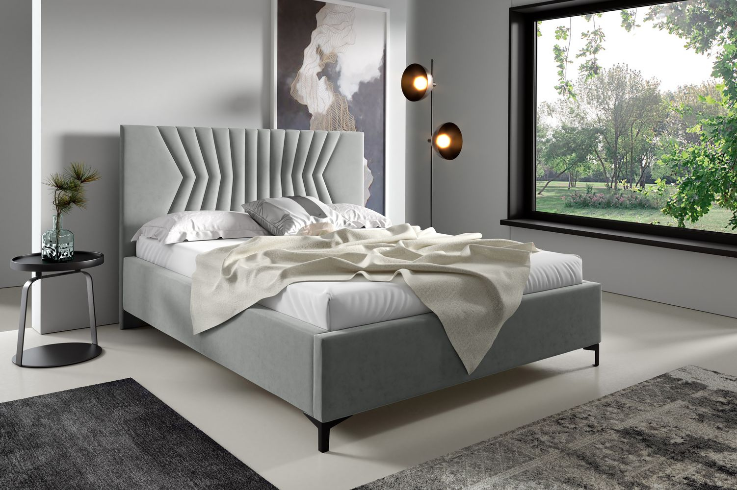 Čalúnená posteľ 160x200 ODETA 10 - svetlo šedá