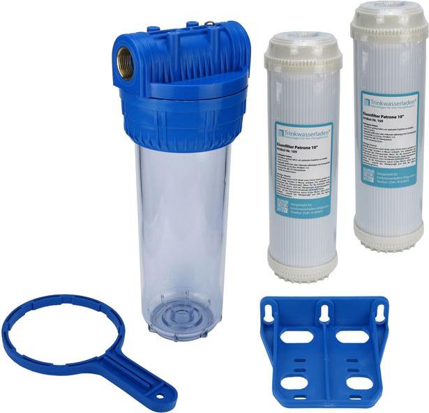 Trinkwasserladen Brunnen Wasser Filter 10' Gehäuse mit 3/4' IG Garten Pool mit 2x Eisenfilter 931