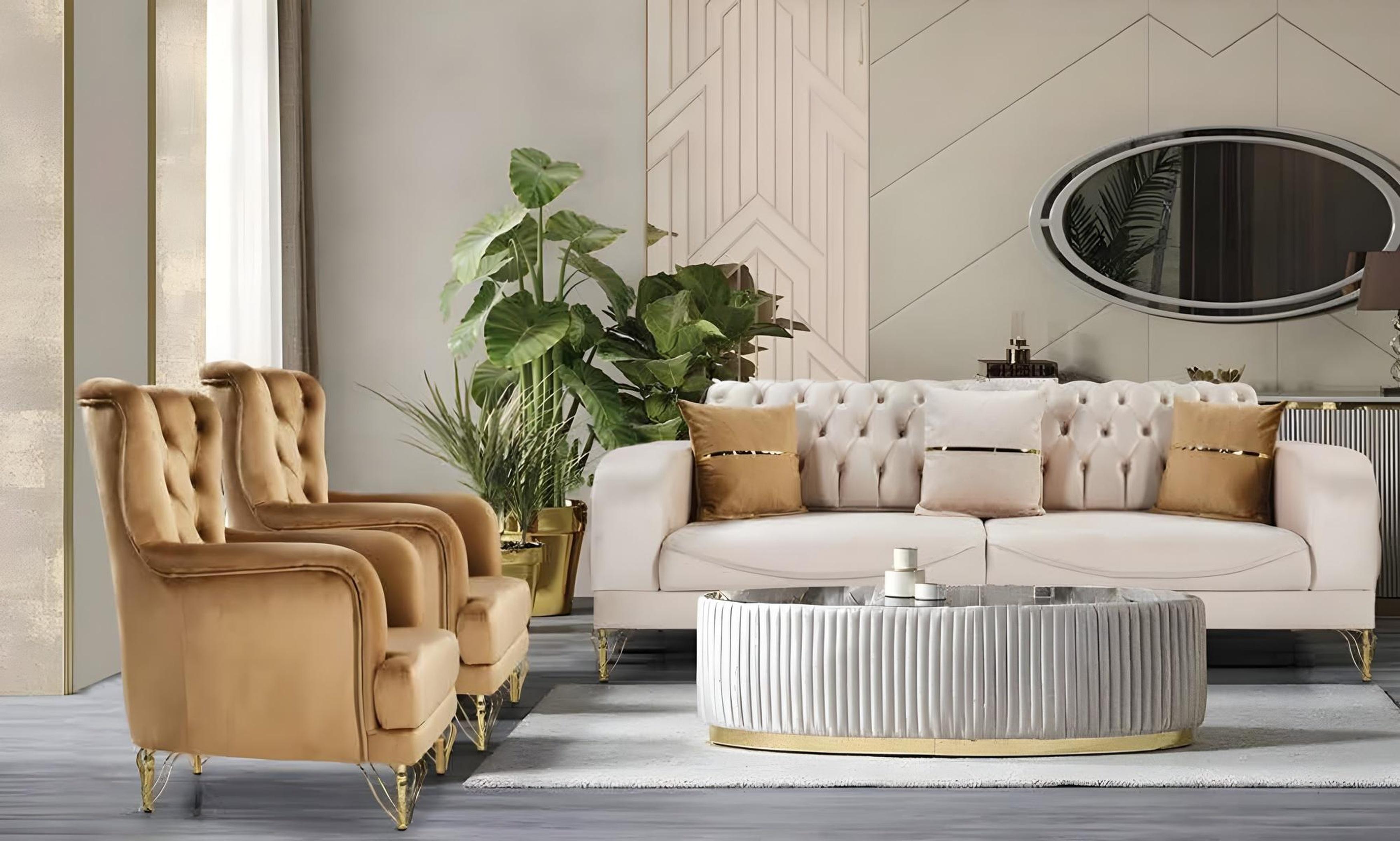 Xl Moebel Gmbh 3+1+1 Sitzer Set: Sofa mit zwei Sesseln im einheitlichen Design.