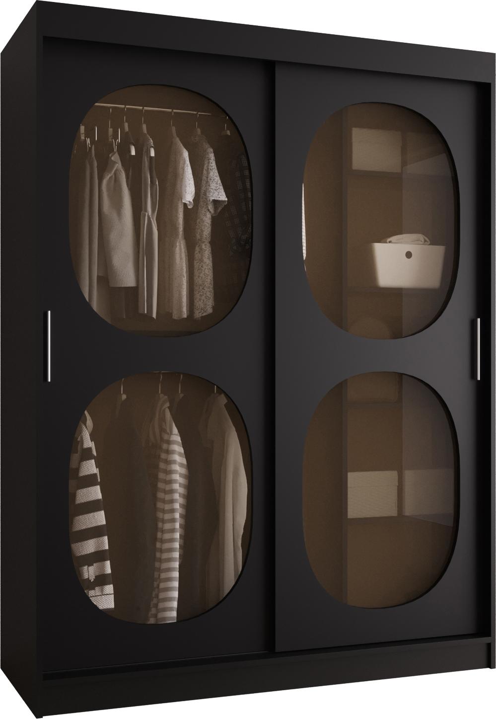 MEBLE KRYSPOL Kleiderschrank mit Glas 150 x 200 x 62 cm BAHRAJN 2, Schwarz BAHRAJN 2 150 CZ
