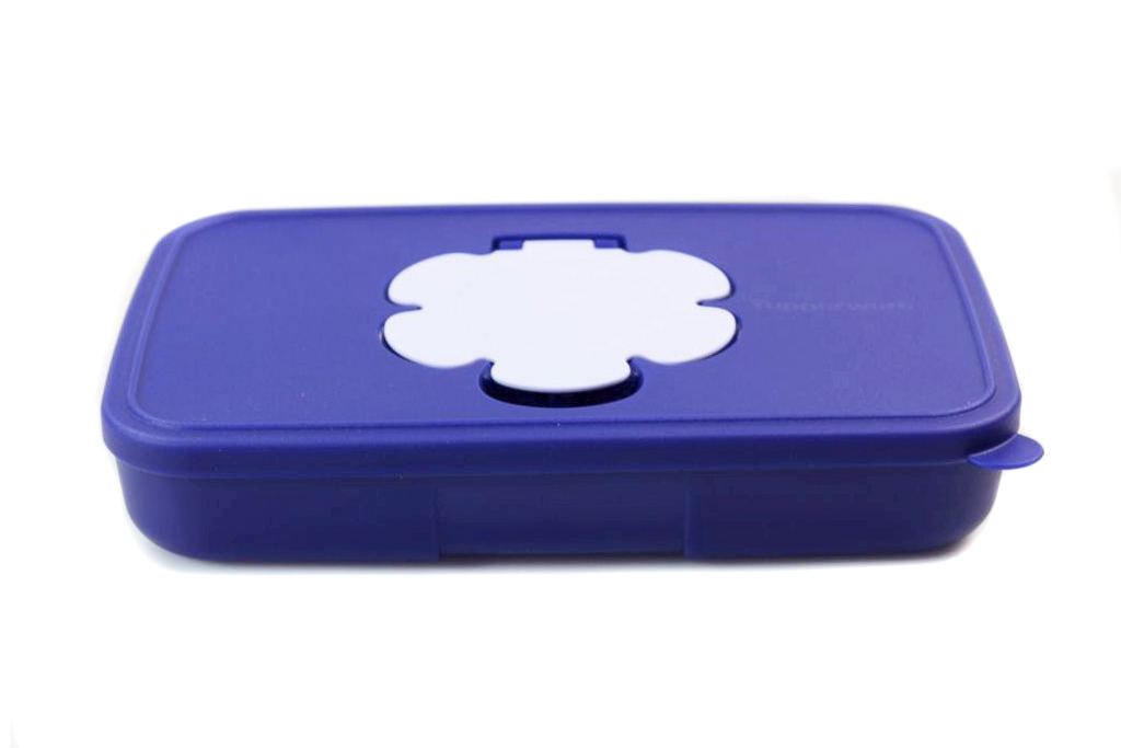 TUPPERWARE Kinder Feuchttücherbox 650 ml flach blau Baby + SPÜLTUCH