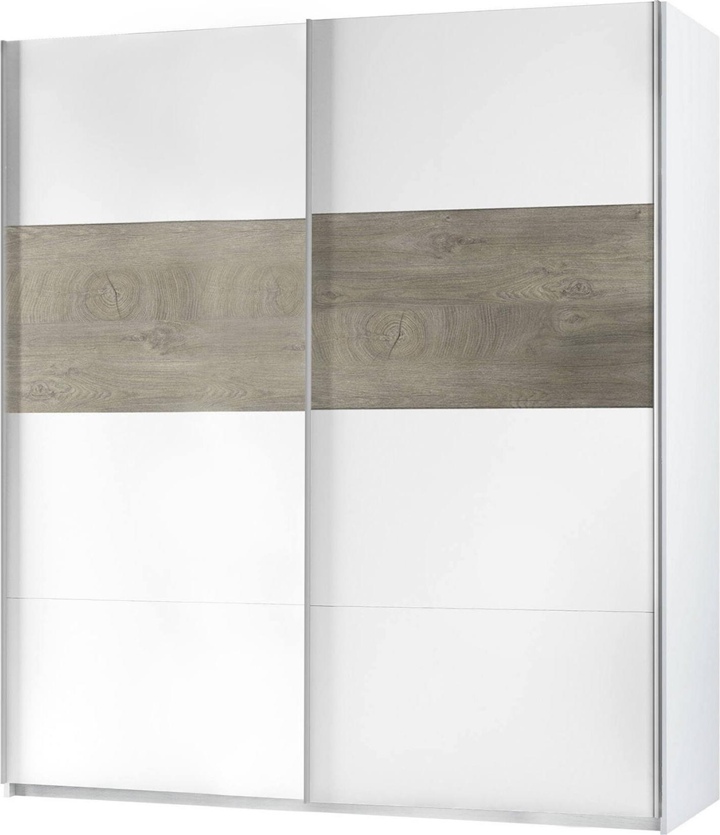 Dmora Kleiderschrank 2 Türen Elgin 180x200 cm Weiß, Kleiderstange