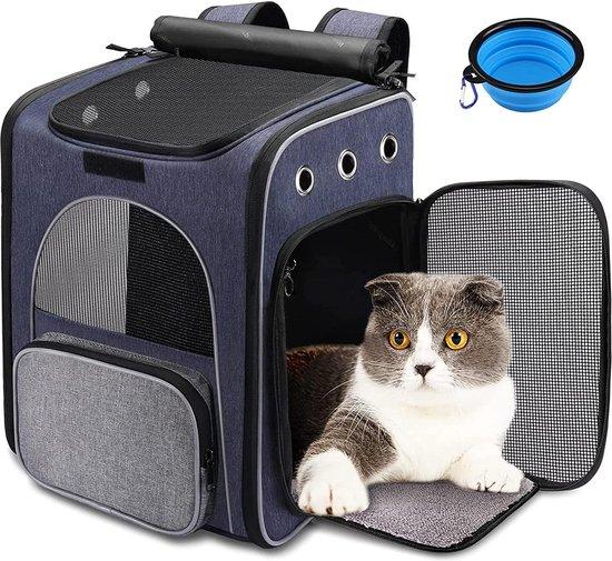 Famanu Haustier-Rucksack für Katzen und kleine Hunde - Atmungsaktive Tasche mit Sicherheitsleine - Inkl. faltbarer Hundeschüssel 67849