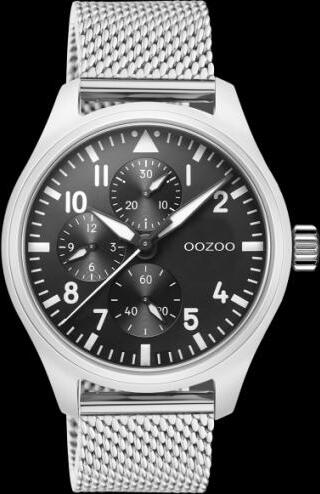 Oozoo Uhr Timepieces-Herren-Mesh-Armband - Variante: silber/schwarz OC10958