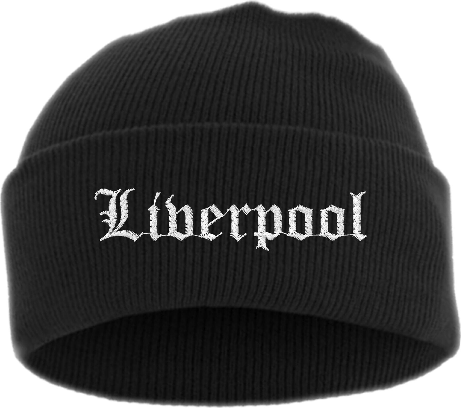 Liverpool Bommelmütze – Stylische Mütze In Rot, Weiß, Grau Mit Stickerei