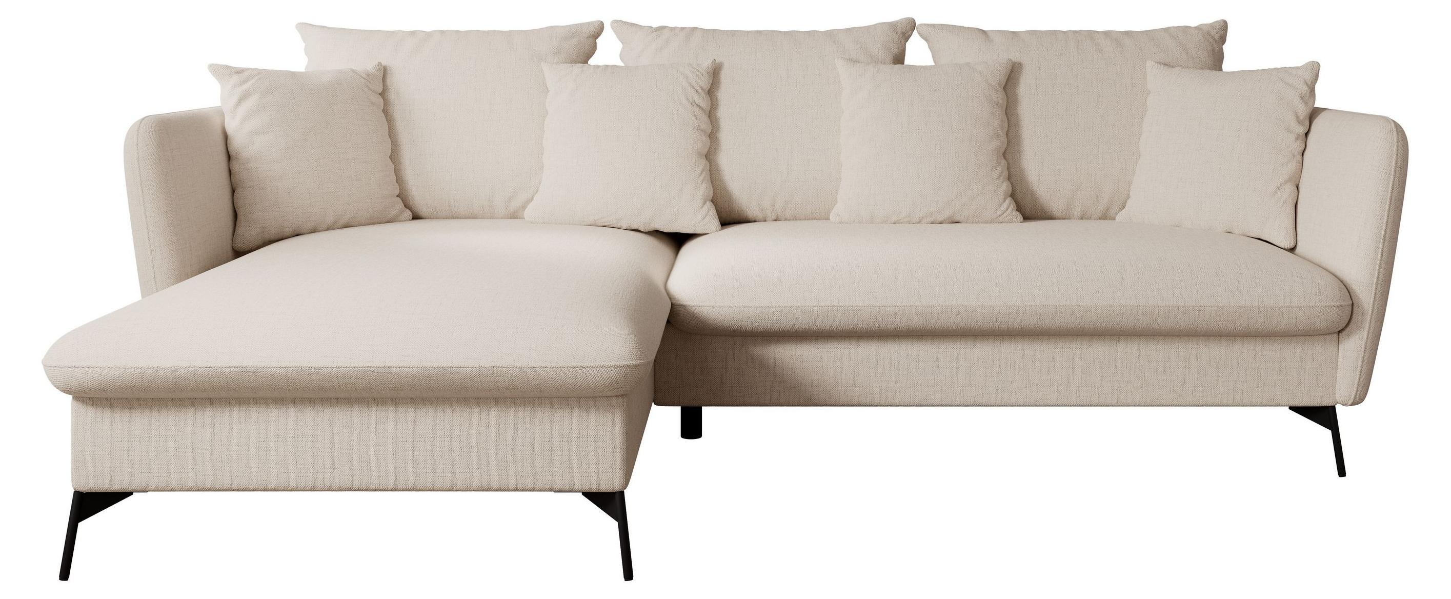 Masseno Ecksofa FERRO mit Schlaffunktion L-Form, Sofa mit Bettkasten, Wohnzimmersofa, Couch, Soffa, Bettsofa, Couchgarnitur- Creme, MOLLY 02 NAROZNIK VITON L-S MOLLY 02