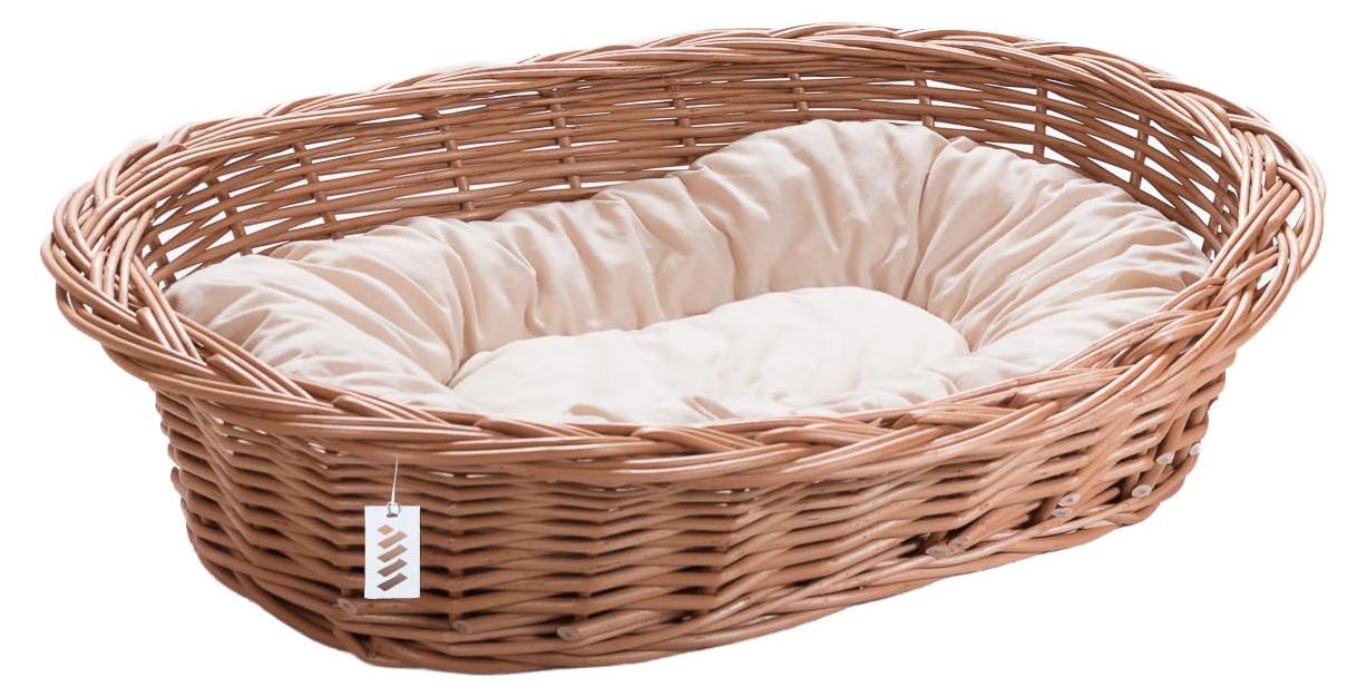 Wiklinowy wiat Weidenkorbbett für Hunde, Katzen und andere Tiere, weich, Liegekorb mit Kissen, 10, K30 - Creme 8101-10-k30