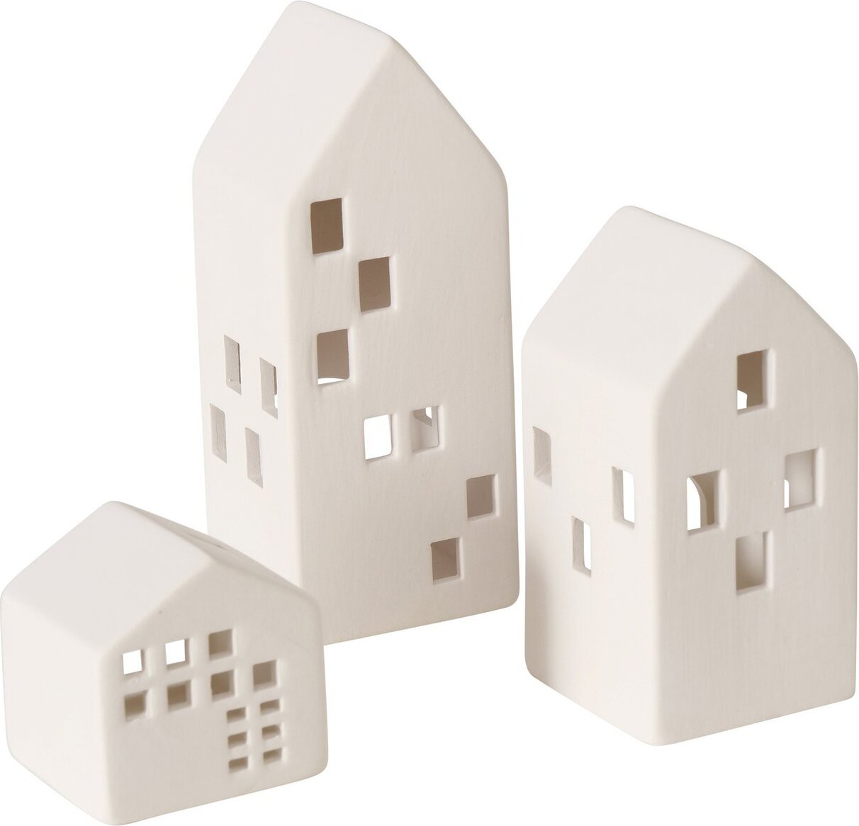 Teelicht 3erSet Häuschen Keramik Weiß Kaufland.de