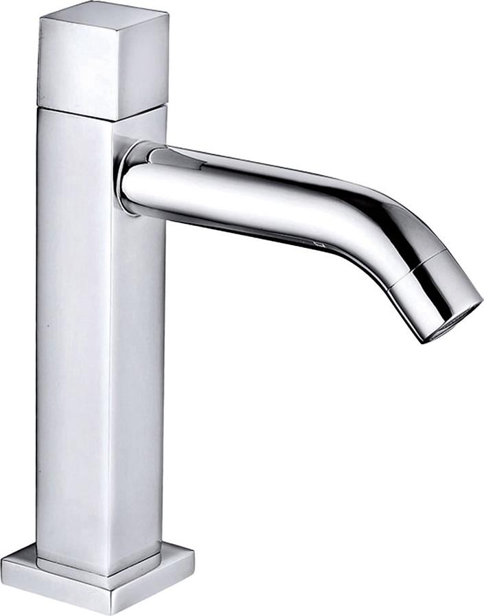 BELVIT Kaltwasserhahn quadratisch Chrom mit Griff fester Auslauf Aufbauarmatur BV-KW4221