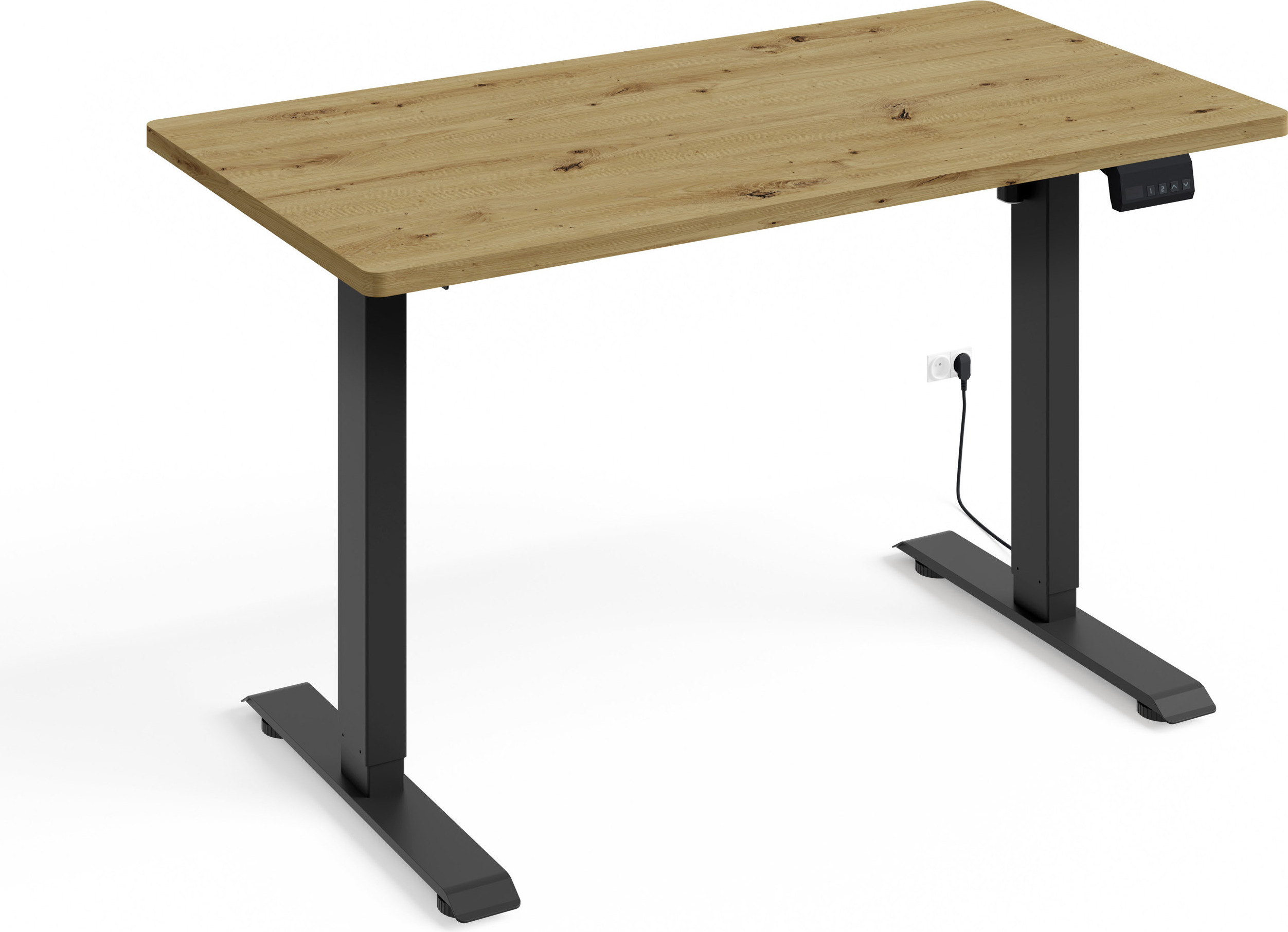 Höhenverstellbarer Schreibtisch Elektrisch BIMOTION 1S 120x65x2,5 cm SCHWARZER RAHMEN/ARTISAN EICHE