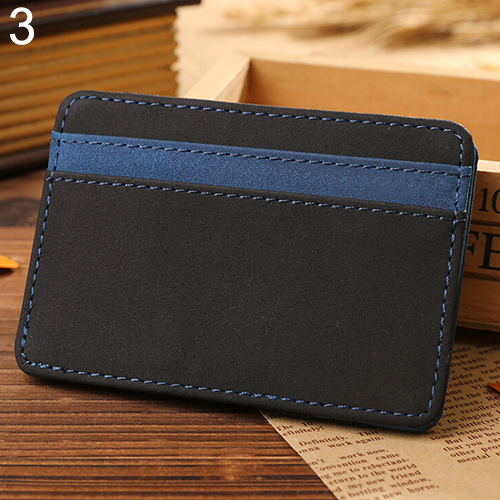 PMALT Herrenmode Kunstleder Magic Kreditkarten ID Geldscheinklammer Slim Wallet Holder Grün