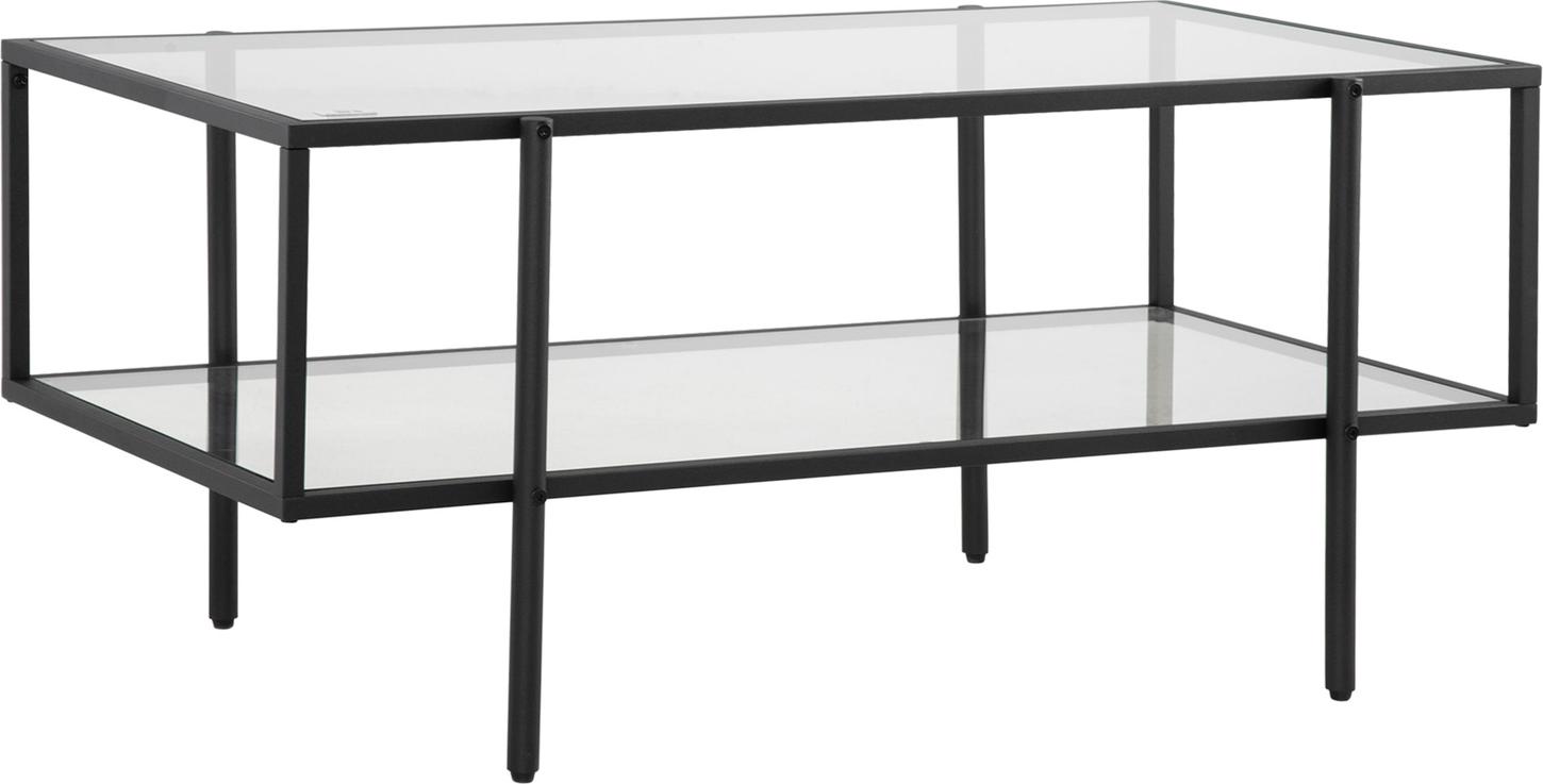 JTI GmbH Beistelltisch Glas Couchtisch 3 Regale Stahlrahmen Schwarz 100X55X45,5Cm