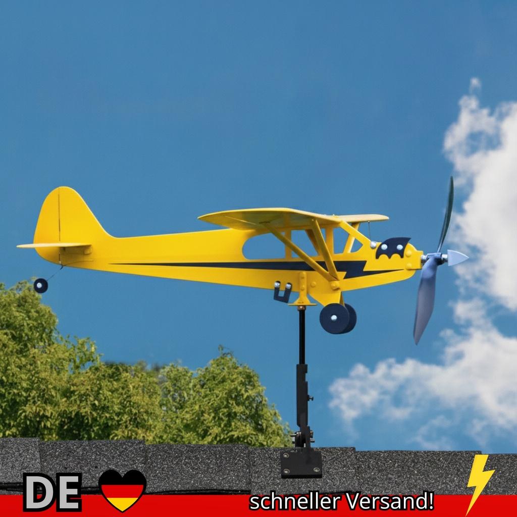 BlueBlack Wetterfahne Windrichtung Kompass Rohr Flugzeug Windmühle 3d Garten Dekoration