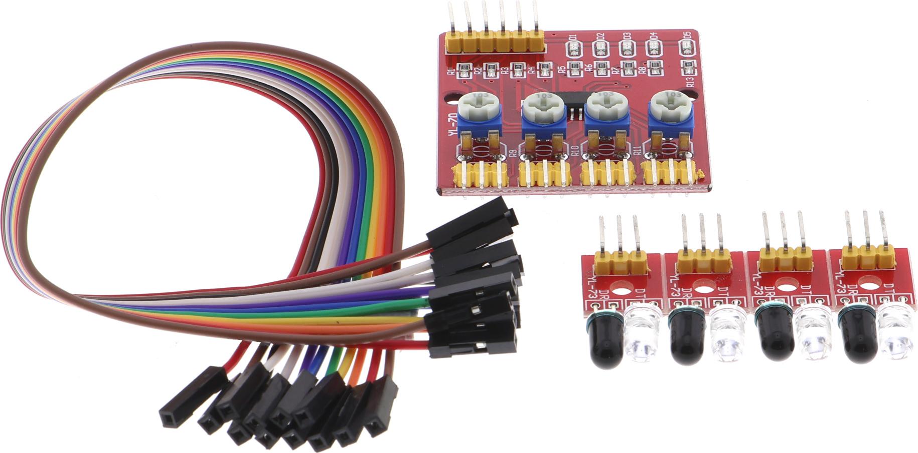 Funduino Linetracking-Modul, 3,3V / 5V 4-Kanal Infrarot YL-70
