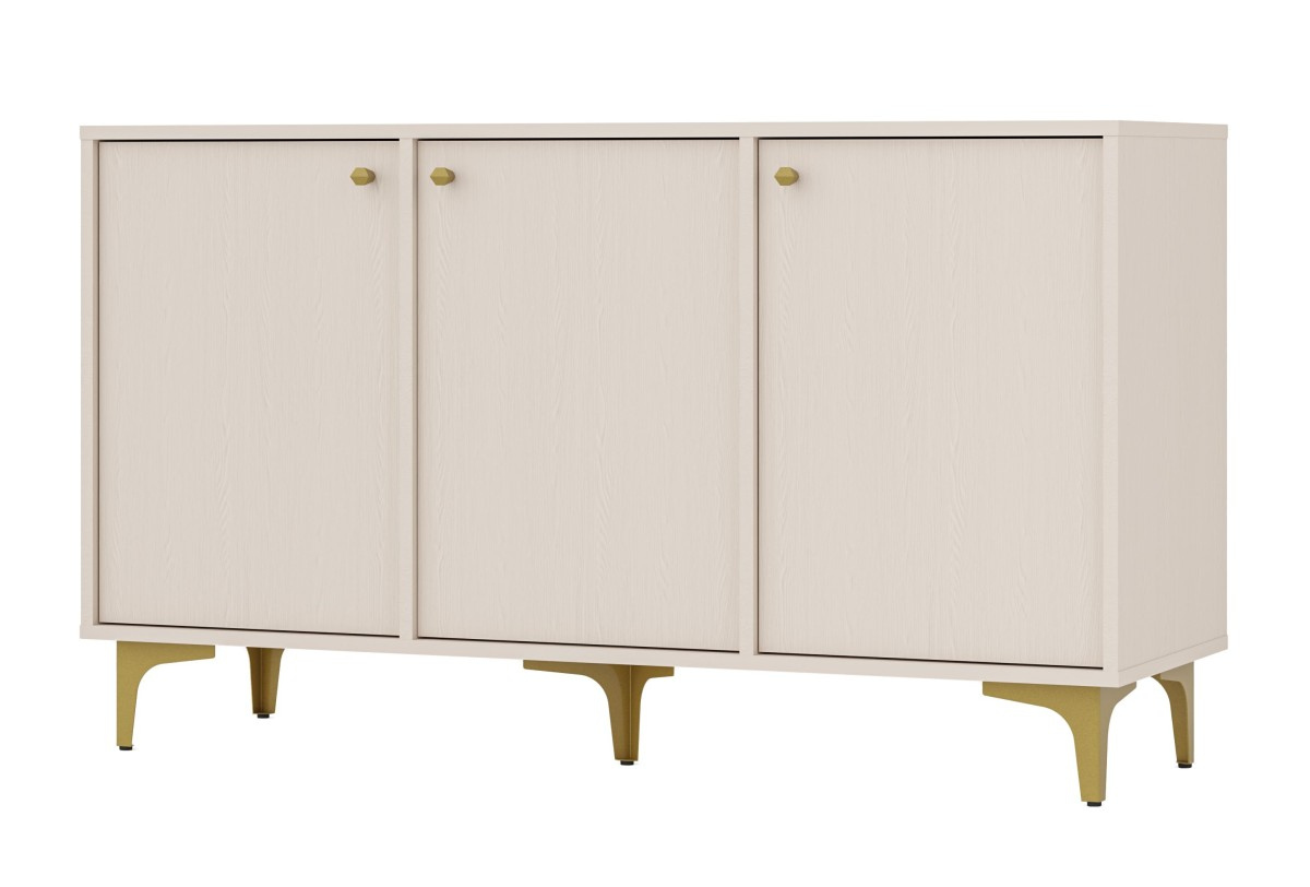 VENETI Breite Kommode mit Türen IROS 1 – Beige/Gold 041-10-00122