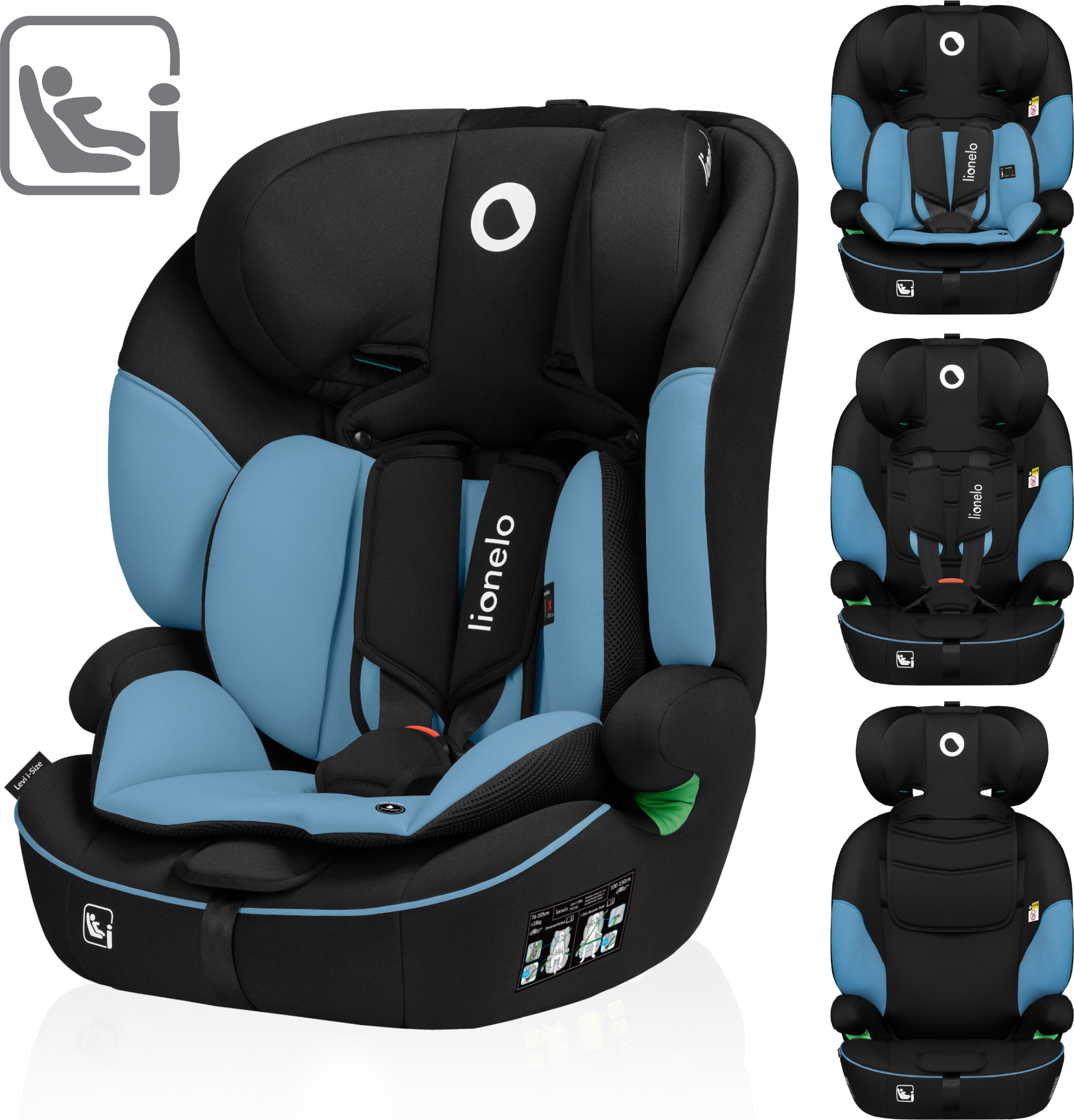 Lionelo Levi i-Size detská autosedačka od 15 mesiacov do 12 rokov do 18 kg - BLUE COBALT
