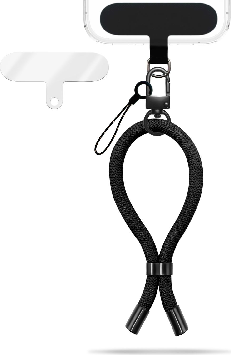 Wristy Edition - univerzálna šnúrka na mobilný telefón - remienok na zápästie s kovovou karabínkou - Midnight Black