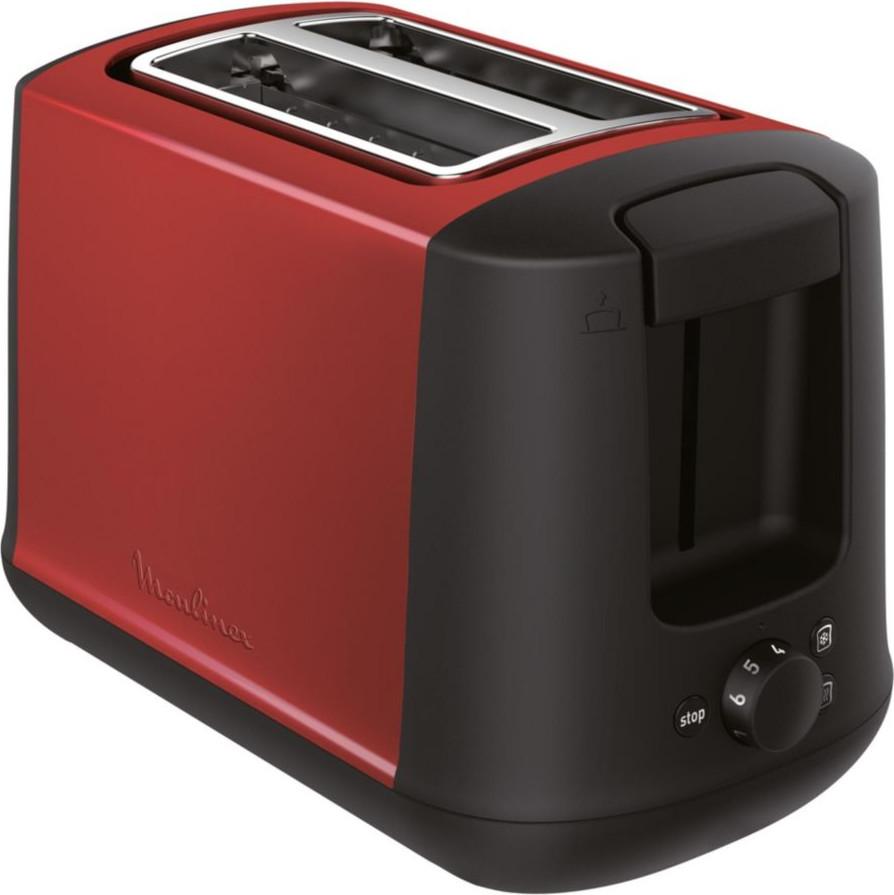 Roter toaster mit 850 w und 2 steckplätzen - Moulinex lt340d11