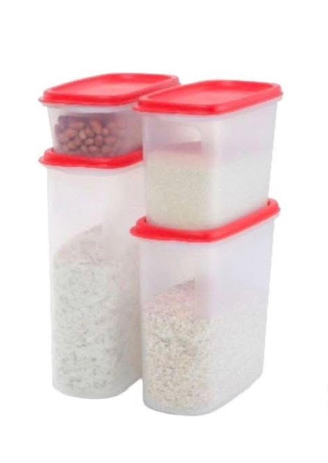 Tupprware TUPPERWARE Eidgenosse 500 ml + 1,1 L + 1,7+2,3 L L weiß rot Quadratisch Vorrat Modular