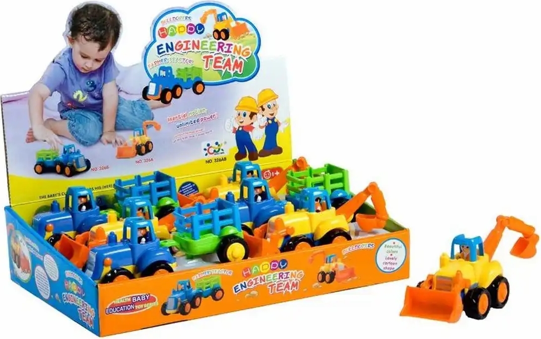 Louis N. Kuenen Friktionsfahrzeuge Baby Bagger, Traktor Sort. 4001169