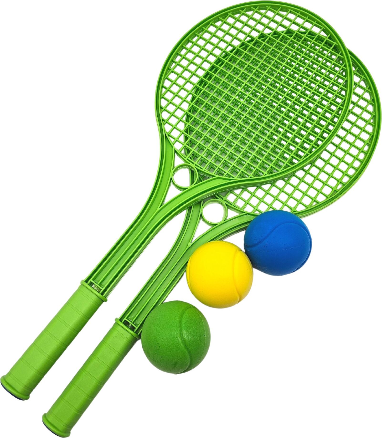 alldoro Beachtennis-Set für Kinder - 2 grüne Schläger und 3 weiche Bälle - Outdoor-Spielzeug für Garten, Strand und Park - ab 3 Jahren 63110