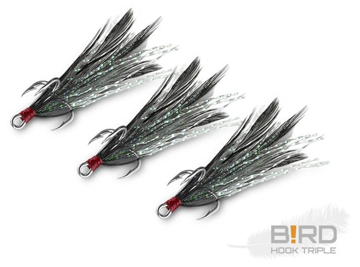 Delphin B!RD Hook TRIPLE / 3St. schwarze Federn #8 101003099