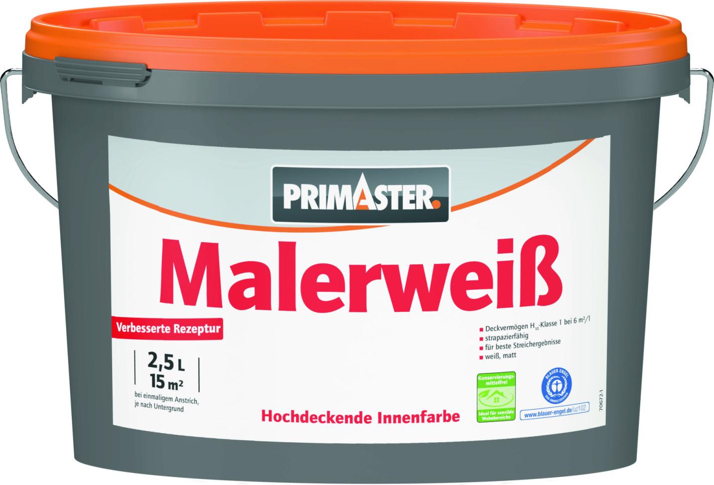 Primaster Wandfarbe Malerweiß konservierungsmittelfrei 2,5 L
