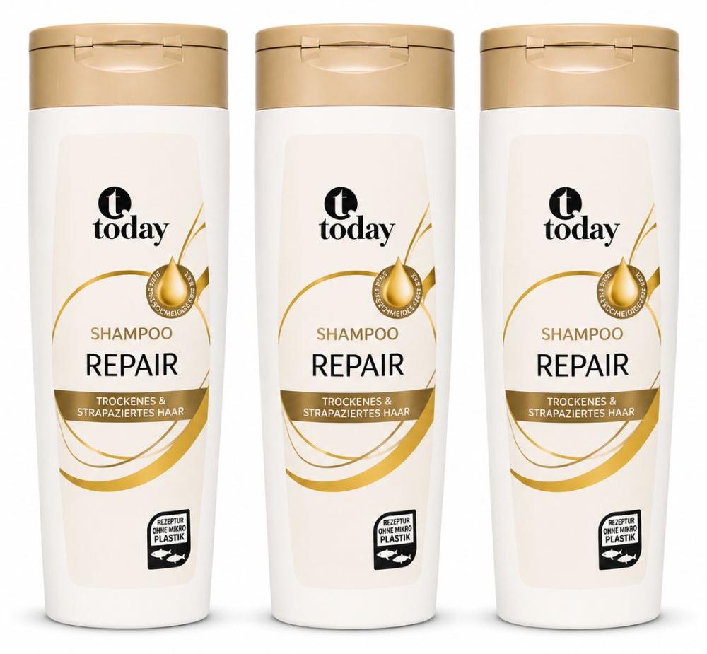 today Shampoo Repair 300 ml – Shampoo für trockenes & strapaziertes Haar (3 Pack)