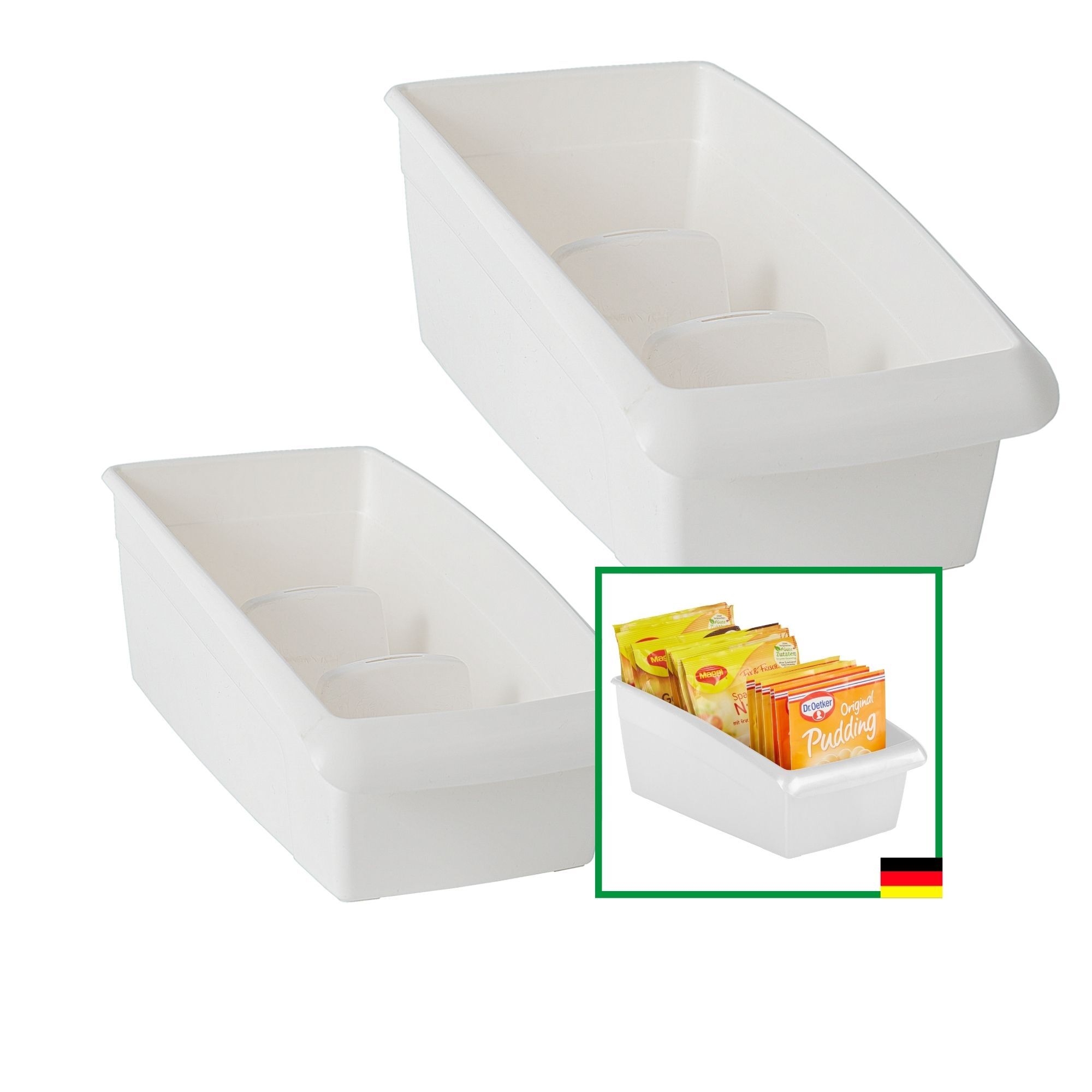 Novaliv Suppentütenboxen Set - 25 x 12 cm und 25 x 16 cm WEISS - Gewürzaufbewahrung Box - Ordnungssystem für Schubladen - Aufbewahrung & Organisation für Dressing & Backzutaten