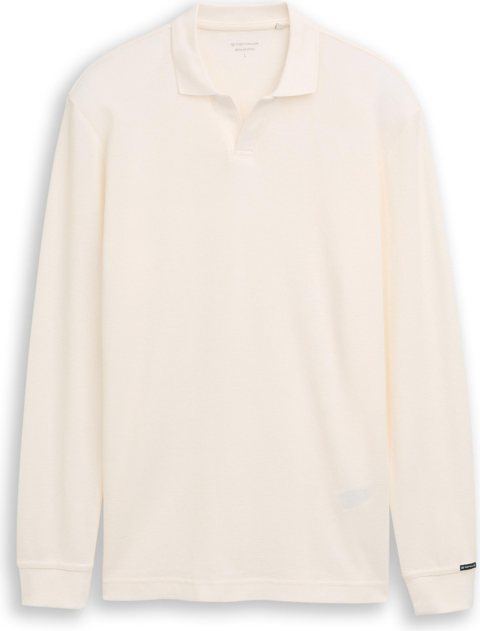 Tom Tailor Langarm Poloshirt mit Waffelstruktur