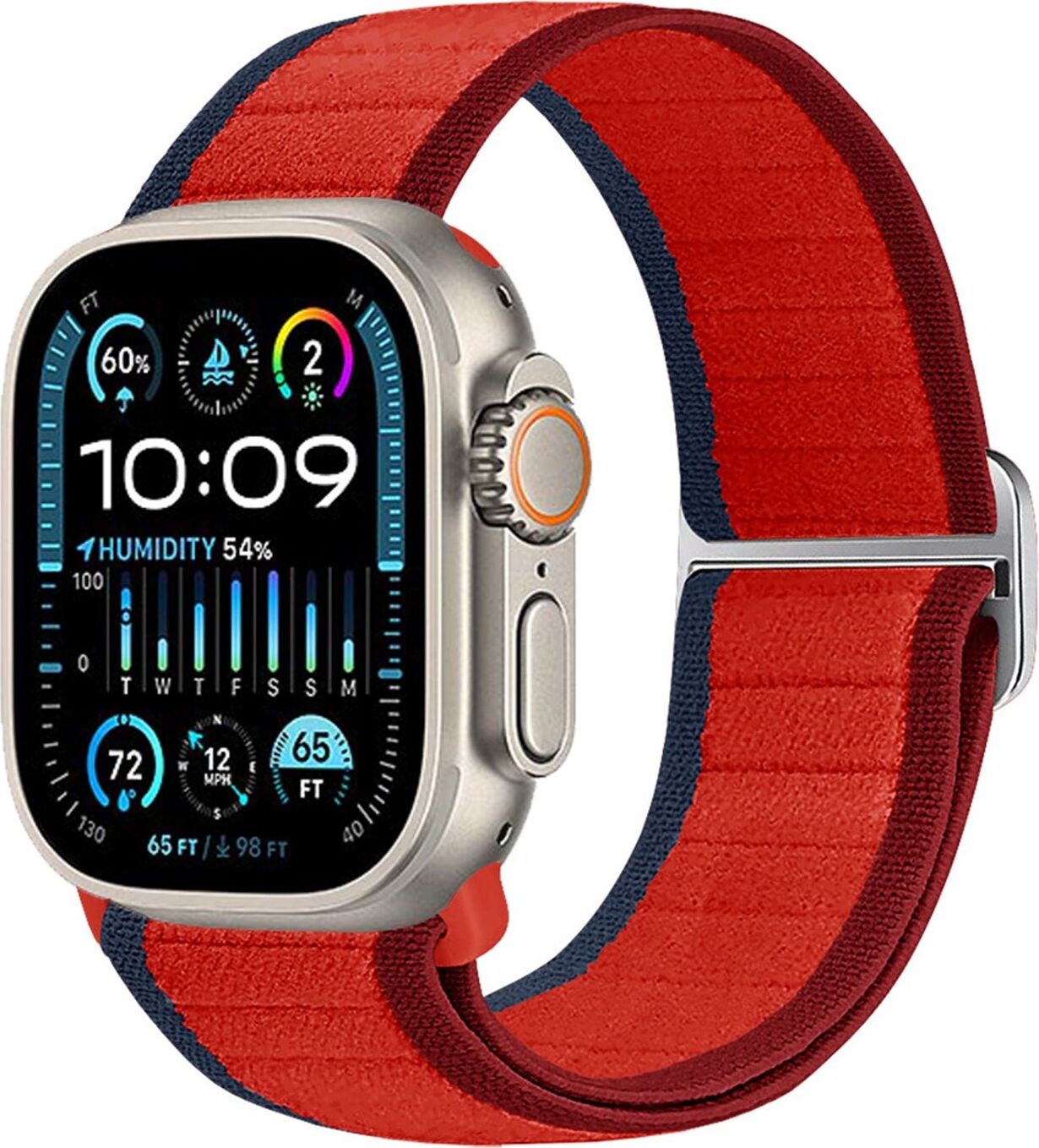 Pre Apple Watch Ultra 2 / 1 49 mm Nylonová elastická pracka Náhradný remienok Red