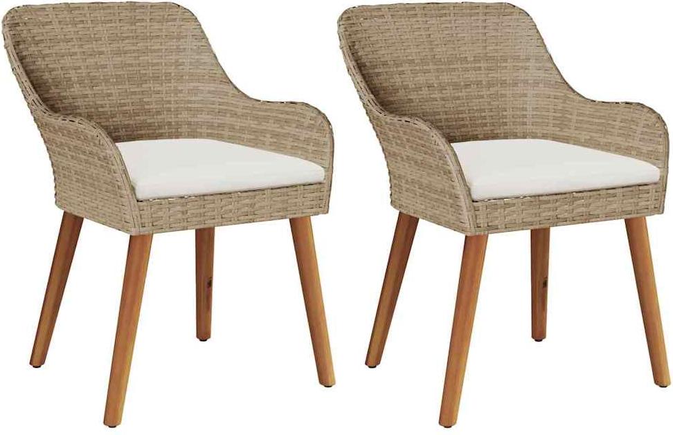 Gartenstuhl 2 pcs Beige 55 x 62,5 x 82 cm Poly-Rattan