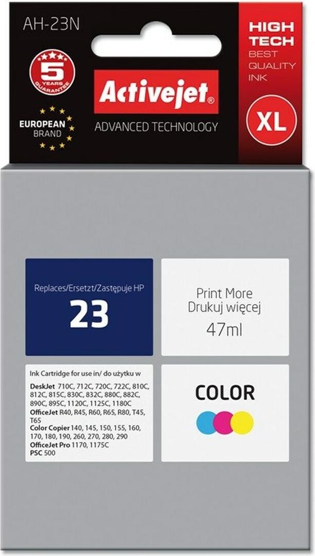 Activejet AH-23N Ink cartridge (replacement for HP 23 C1823D; Supreme; 47 ml; color)