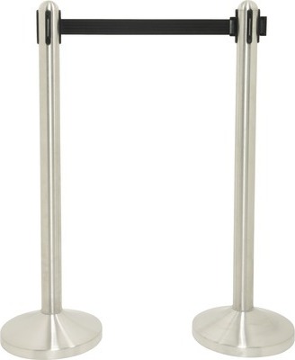 Securit Natahovací zábranový stojan s podstavcem, nerez, erná páska RS-RT-RVS-BL-SET