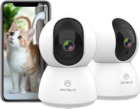 Vnútorná monitorovacia kamera, 2,4 GHz/5GHz, 1080p Wifi 355°/90°, 2-cestný zvuk, IR nočné videnie, detekcia pohybu, kompatibilná s Alexa/Google home (2ks)