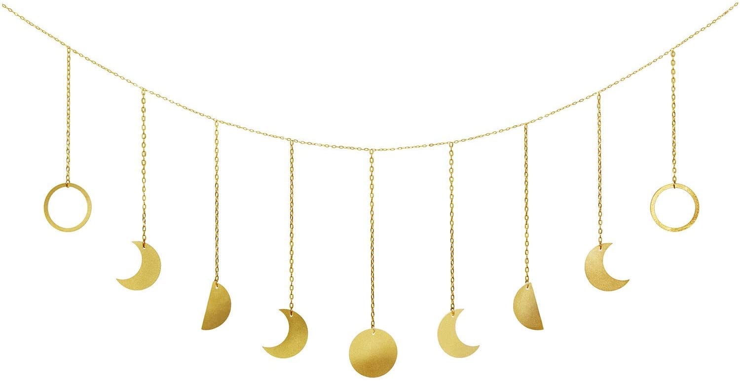 OCIOLI Mondphasen-Girlande mit Ketten Boho hängende Ornamente Mond hängende K