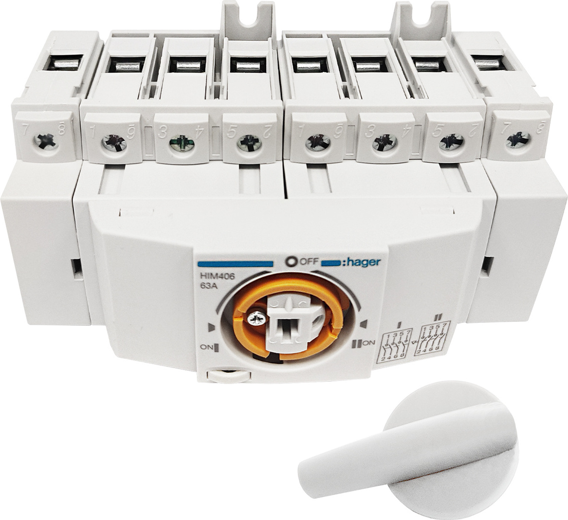 Componenti Elettrici Casa Interruttore Modular Hager 4 Poli 40A - Taglio Circuito Per Impianti Elettrici Interruttore 4 Poli 40a