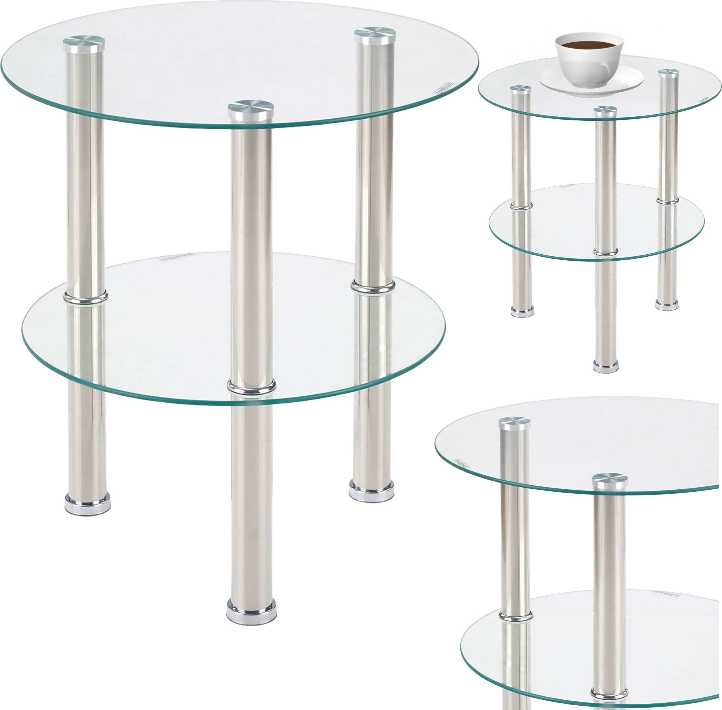 Halmar | Couchtisch Glas - Sardinia - Transparent - Elegantes Design - Hochwertiges Glas und Edelstahl - Wohnzimmertisch