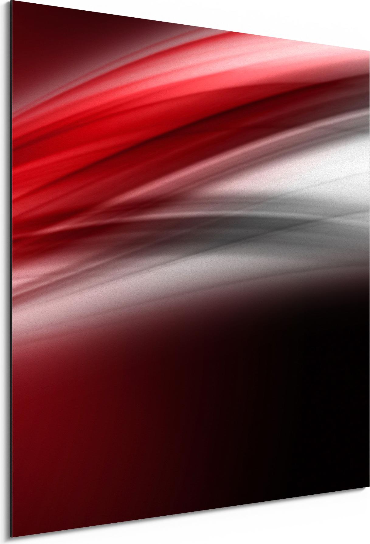 DEQORI Alu-Dibond Bild Weiß 30x30 cm 'Energiegeladener Schweif' Wandbild Metall dünn AD-30-30-W-1425-UV