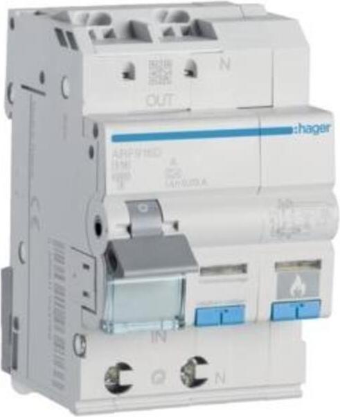 Hager Fehlerlichtbogen-Schutz 1P+N 6kA B-16A 30mA ARF916D