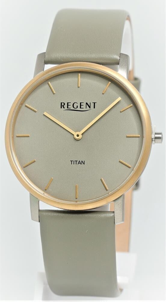 Regent Herren Uhr Lederarmband Leder Armbanduhr Analog grün grau UR1094070
