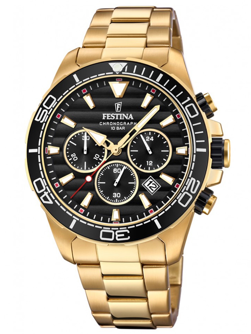 FESTINA F20364/3 Chronograf hodinky pánske z nerezovej ocele Chrono dátum zlato