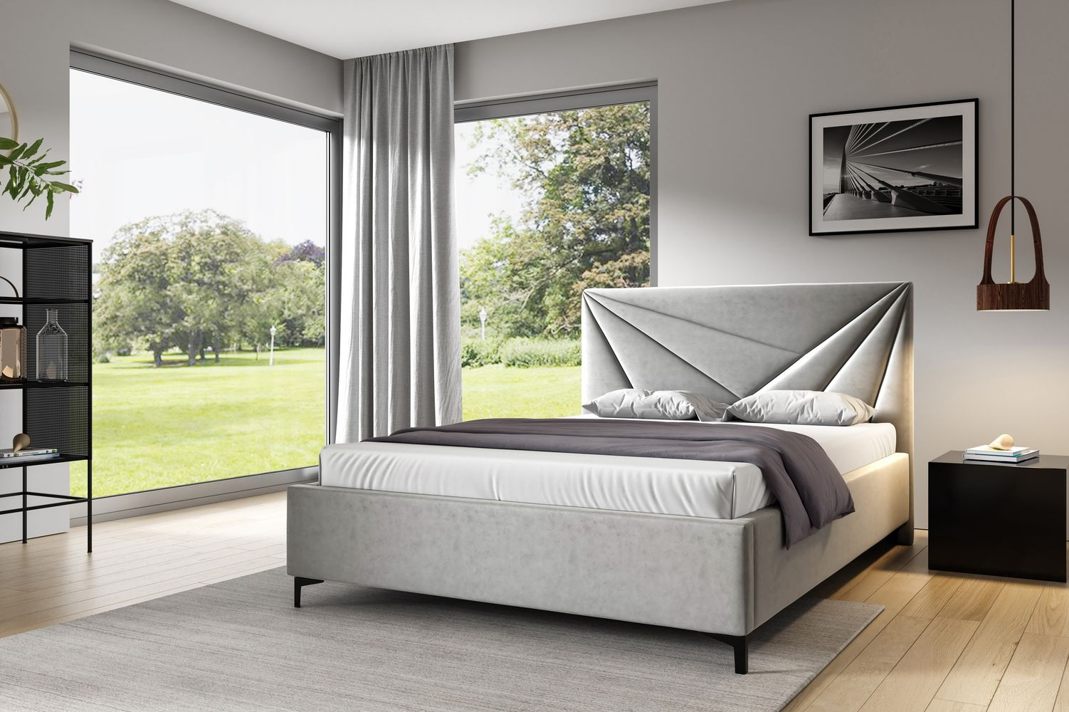 Čalúnená posteľ 140x200 ODETA 4 - svetlo šedá