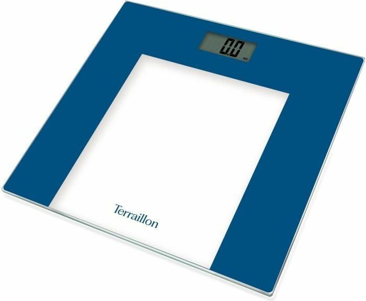 Personenwaage - TERRAILLON - TP1000 - elektronisch - Blau - Kapazitt 150 kg - Glasplatte - 30x30 cm TER3094570153416