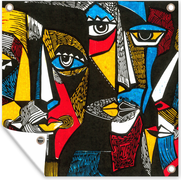 MuchoWow® 50x50 cm Outdoor-Poster Gartendeko Sichtschutz Garten Poster für den Garten Malerei - Ölgemälde - Kubismus 133|891514876